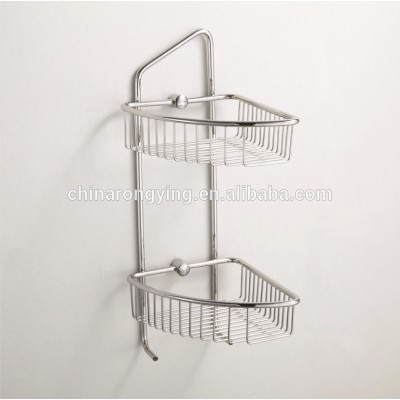 two layer 304 stainless steel bathroom accessories corner basket