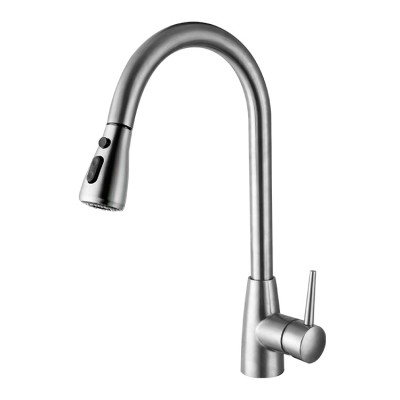 304 Stainless Steel Kitchen Faucet With Pull Down Out Sprayer