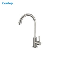 Hot sale single cold kitchen faucet 304 stainless steel brushed mixer