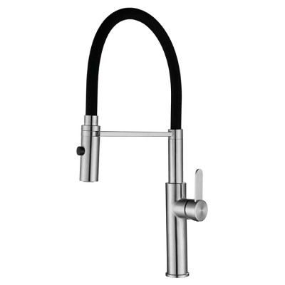 Saving water cUPC single lever brass chrome dual function pull down sprayer kitchen faucet hot and cold water mixer sink faucet